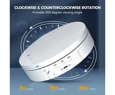 Elektrinis patefonas, Couleeur 360° krypties ir greičio reguliuojamas mini besisukantis patefonas, 10 kg automatinis patefonas fotografijai su 5 foniniais skydais papuošalams pristatyti