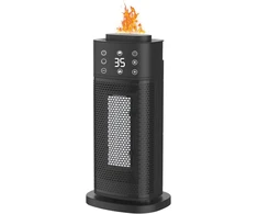 Elektrinis ventiliatorinis šildytuvas Ptc 1400w/2000w 70° Osciliacija, apsauga nuo perkaitimo ir apsauga nuo apvirtimo, 2 šildymo režimai + drėkinimo funkcija (juodas)
