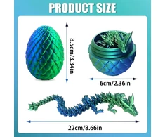 Elevapulse drakono kiaušinis su drakonu, 3d drakonas, 3d spausdintas drakonas, drakono žaislas, drakono kiaušinis, 3d drakonas kiaušinyje, lankstūs sąnariai - idealiai tinka namų ir biuro dekoravimui arba kaip stalo žaislas (žalias)