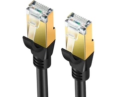 Elfcam® - 3m Cat 8 ethernet kabelis, apvalus lan wan tinklo kabelis, cat8 sftp 28awg, 2000mhz 40gbps su rj45 jungtimis, juodas (3m)