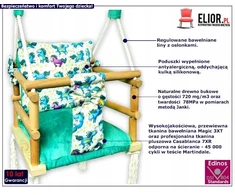 Elior Vaikiška sūpynė Maliva su vienaragiais, medinė