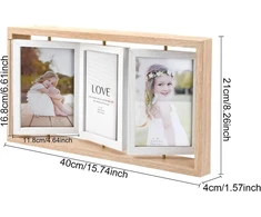 Plakatas Elitecran Rustic Wood trifold nuotraukų rėmelis, 10.2 x 15.2 cm, plaukiojantis medinis nuotraukų rėmelis, dvipusis ekranas, besisukantis nuotraukų rėmelis, daugialypis koliažas, modernūs paveikslai nuotraukų rėmeliui, nuotraukų koliažas