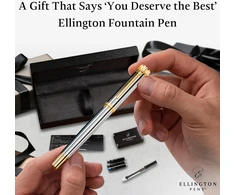 Ellington pens prabangus plunksnakotis su švelniu galiuku - rinkinyje yra daugkartinio naudojimo rašalo konverteris, 3 rašalo kasetės [juoda ir mėlyna], dovanų dėžutė - elegantiška kaligrafija