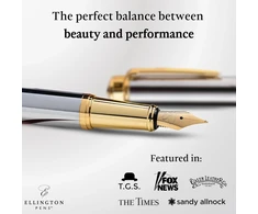 Ellington pens prabangus plunksnakotis su švelniu galiuku - rinkinyje yra daugkartinio naudojimo rašalo konverteris, 3 rašalo kasetės [juoda ir mėlyna], dovanų dėžutė - elegantiška kaligrafija
