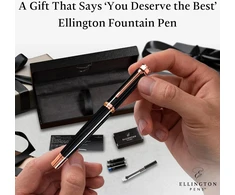 Ellington pens prabangus rašymo plunksnakotis su švelniu galiuku - rinkinyje yra daugkartinio naudojimo rašalo konverteris, 3 rašalo kasetės [juoda ir mėlyna], dovanų dėžutė - elegantiška kaligrafija