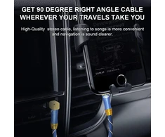 Emk Aux laidas 3.5 mm audio kabelis nailoninis pintas jack kabelis 3.5 ausinėms, išmaniesiems telefonams, garsiakalbiams, namų/automobilio stereo sistemoms, planšetiniams kompiuteriams (3.5 mm Trs stačiu kampu mėlynas, 2.4 m)