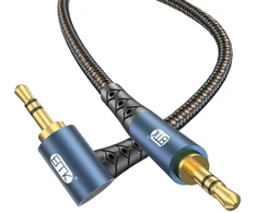 Emk stačiakampis 3.5 mm aux kabelis, jack 3.5 mm trs stereo audio kabelis, jack į 90 laipsnių aux kabelis, kampinis kištukas aux linija išmaniesiems telefonams, automobiliui, echo garsiakalbiui, soundbar, ausinėms (2 m, stačiu kampu)