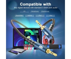 Emk stačiakampis 3.5 mm Aux kabelis, Jack 3.5 mm Trs stereo audio kabelis, Jack į 90 laipsnių Aux kabelis, kampinis kištukas Aux linija išmaniesiems telefonams, automobiliui, Echo garsiakalbiui, Soundbar, ausinėms (0.5 m, Right Angle)