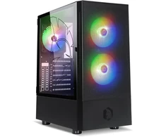 Empire gaming gamer sapphire pc case - argb medium tower atx/micro-atx/itx - tempered glass side door - 3 fans 3 pins 5v led rgb addressable 120mm - mb sync - juodas