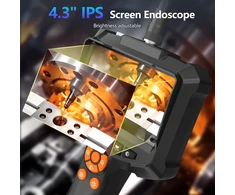 Endoskopinė kamera su apšvietimu, blayram 8 mm ip67 vandeniui atsparus endoskopas, 4.3 colių ips ekrano inspekcinė kamera, 1080p hd vamzdinė kamera su reguliuojamais šviesos diodais, 16.5ft/5m pusiau standus kabelis