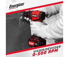 Energizer 20v akumuliatorinis perforatorius - 60nm, 0-1850rpm, 13mm griebtuvas, sukimo momento nustatymai - minkšta rankena - diržo spaustukas - akumuliatorius nepridedamas