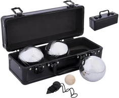 Engelhart - 010124 - metalinių petankės kamuolių rinkinys su aliuminio dėklu - 3 kamuoliai po 74 mm, 720 g - transportavimo dėklas 26,5 x 10 x 9 cm - petankės žaidimas - triplette - kamuolių žaidimas