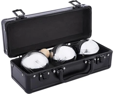 Engelhart - 010124 - metalinių petankės kamuolių rinkinys su aliuminio dėklu - 3 kamuoliai po 74 mm, 720 g - transportavimo dėklas 26,5 x 10 x 9 cm - petankės žaidimas - triplette - kamuolių žaidimas