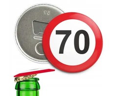 Enter-tom alaus ir butelių atidarytuvas Traffic Birthday 70 gimtadienis kelio ženklas