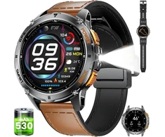 Esfoe dm4 išmanusis laikrodis vyrams su gps, 5atm atsparumu vandeniui, kompasu/barometru, slėgio/aukščio matuokliu, 1,43 colio hd amoled fitneso laikrodis su daugiau nei 170 sporto režimų, širdies ritmo/spo2 matuokliu, skirtas android ios, rudas