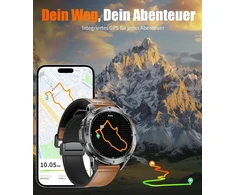 Esfoe dm4 išmanusis laikrodis vyrams su gps, 5atm atsparumu vandeniui, kompasu/barometru, slėgio/aukščio matuokliu, 1,43 colio hd amoled fitneso laikrodis su daugiau nei 170 sporto režimų, širdies ritmo/spo2 matuokliu, skirtas android ios, rudas