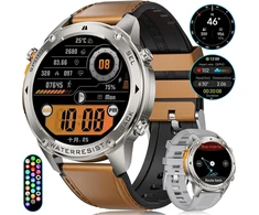 Esfoe gps karinis išmanusis laikrodis vyrams 48 mm / 5atm ir ip69k atsparus vandeniui / 45+ dienų baterija, 1.43 colio amoled išmanusis laikrodis vyrams su telefono funkcija, kompasas, barometras, širdies ritmas, 170+ sporto režimų, fitnesas