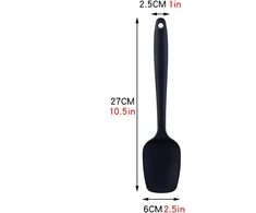 Eupneicu silikoninė mentelė [27 cm], vientisas dizainas, karščiui atspari didelė silikoninė mentelė kepimui ar gaminimui [juoda]