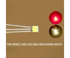 Evemodel dt0605rwm-20n-eu dviejų spalvų smd led raudona / šiltai balta 0605 + mikro pynė 20 cm, 20 vnt.