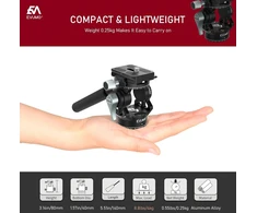 Evumo mini trikojo galvutė, dviguba panorama 360 laipsnių kameros trikojo vaizdo galvutė, 250 g skysčio galvutės pasukimo galvutė, suderinama su Arca-swiss greito atleidimo plokštele, Dslr, nepriklausomi uždarymai, 4kg apkrova