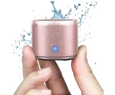 Kompiuterio kolonėlės Ewa A106 Bluetooth garsiakalbis, atsparus vandeniui, nešiojamas belaidis mini lauko garsiakalbis, stiprus bosas su bosų radiatoriais, su Eva kelioniniu dėklu ir karabinu (rožinis auksas)