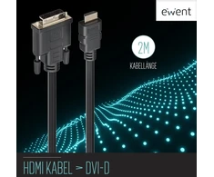 Ewent didelės spartos hdmi į dvi kabelio adapteris, full-hd 1080p, 2 metrai, juodas