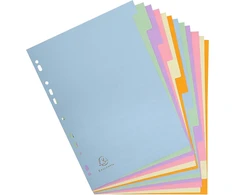 Exacompta 1612e Forever Pastelinis indeksas, skirtas Din A4, pagamintas iš perdirbto kartono, 12 dalių, viso aukščio, 22 x 29,7 cm, spalvotas, 2 x 6 spalvų, Mėlyna Angel pastelinės akvarelės skirtukai, skirtukų juostelės.