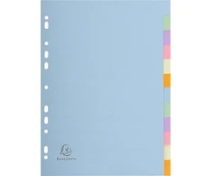 Exacompta 1612e Forever Pastelinis indeksas, skirtas Din A4, pagamintas iš perdirbto kartono, 12 dalių, viso aukščio, 22 x 29,7 cm, spalvotas, 2 x 6 spalvų, Mėlyna Angel pastelinės akvarelės skirtukai, skirtukų juostelės.