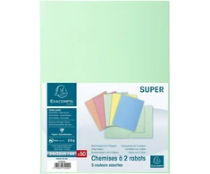 Exacompta Super 250 A4 formato segtuvai, 50 vnt. pakuotė - 2 atvartai, 24 x 32 cm, įvairių spalvų