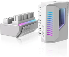 Ezdiy-fab shield 24 kontaktų kampinis adapteris su infinity mirror argb apšvietimu, atx 24 kontaktų maitinimo jungtis, 5 v 3 kontaktų argb sync - 180 laipsnių baltas 1 vnt.