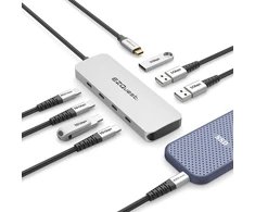 Ezquest usb-c gen 2 adapteris su 7 prievadais - 3x usb-c 10 gb/s gen 2, 3x usb 3.0 5 gb/s prievadai ir 1x usb-c maitinimo šaltinis 3.0 su 5 gb/s duomenų perdavimu