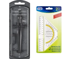 Faber-castell 174530 - Stream, Blackstone, 1 vnt. ir Tsi 46303 geometrijos rinkinys (liniuotė 17 cm ir geometrinis trikampis 16 cm)