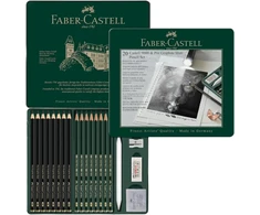 Faber-castell Pitt Graphite Matt &amp; Castell 9000 115224 pieštukų rinkinys, 20 vienetų, įskaitant popieriaus valiklį, trintuką, minkomą trintuką ir drožtuką