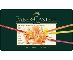 Faber-castell Polychromos 110095 spalvoti pieštukai 36 metaliniame dėkle ir Pitt Graphite piešimo rinkinys