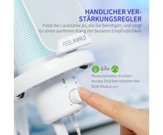Feelworld vm1 usb žaidimų mikrofonas podcast'ų įrašymui, baltas, studijinis pc mikrofonas su nutildymu, triukšmo mažinimu, rgb apšvietimu, apsauginiu tinkleliu nuo purslų, stalinė trikojė