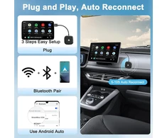 Automagnetola Feinodi belaidis android auto adapteris, konvertuoja laidinį android auto į belaidį, plug &amp; play, skirtas automobiliams su laidiniu android auto ir android telefonais, suderinamas su 98% automobilių
