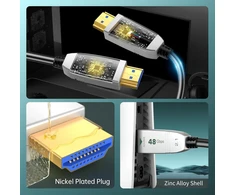 Feizlink 8k Hdmi šviesolaidinis kabelis 5 m, Hdmi 2.1 kabelis 48gbps didelės spartos, 8k @ 60hz 4k @ 120hz dinaminis Hdr Earc Dolby, suderinamas su Blu-ray/tv Box/hdtv/projektoriumi/žaidimų Konsole/avr