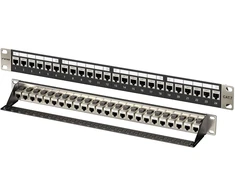 Fgb 10 gbps 1u patch panelis su 24 prievadais ir cat7 rj45 ekranuotu keystone jungikliu, 19 colių stovo arba sieninis patch panelis su galine juosta, tinklo patch panelis, skirtas gigabitiniam tinklo jungikliui