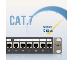 Fgb 10 gbps 1u patch panelis su 24 prievadais ir cat7 rj45 ekranuotu keystone jungikliu, 19 colių stovo arba sieninis patch panelis su galine juosta, tinklo patch panelis, skirtas gigabitiniam tinklo jungikliui