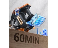 Fieety akumuliatorinis dulkių siurblys, 550 W/45 Kpa/60 min dulkių siurblys, itin tylus, vertikalus akumuliatorinis dulkių siurblys su led indikatoriumi, sofos šepetys, nuo susivėlimo apsaugantis šepetys kietoms grindims, kilimams