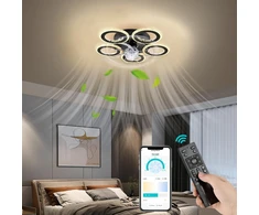 Fimei led lubų ventiliatorius su apšvietimu, mažas 53 cm modernus plokščias lubų ventiliatorius gėlės formos, reguliuojamas led apšvietimas, įleidžiamas lubų ventiliatorius miegamajam, namams, vidaus patalpoms