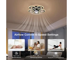 Fimei led lubų ventiliatorius su apšvietimu, mažas 53 cm modernus plokščias lubų ventiliatorius gėlės formos, reguliuojamas led apšvietimas, įleidžiamas lubų ventiliatorius miegamajam, namams, vidaus patalpoms