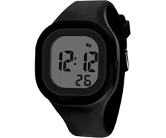 Findtime skaitmeninis laikrodis su silikoniniu dirželiu, kvadratinis sportinis laikrodis, 5atm atsparus vandeniui, su chronometru, data, žadintuvu, apšvietimu, paauglių laikrodžiai moterims ir vyrams, juodas, dirželis.