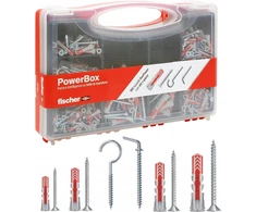 Fischer Power Box Duopower rinkinys, 180 vnt. Smeigtukas + varžtas, kabliukas, kablys
