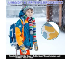 Fkewuk vaikiškos slidinėjimo pirštinės, žieminės pirštinės, sniego pirštinės, vaikiškos termo fliso pirštinės, žieminės pirštinės berniukams ir mergaitėms, neperpučiamos šiltos dviračių pirštinės, vaikiškos sportinės pirštinės snieglenčių sportui, slidinė