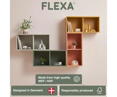 Flexa Dots vaikiška knygų lentyna, vaiko kambario baldai, prie sienos montuojamas laikymo blokas su 2 skyriais, ideali lentyna žaislams, knygoms ir drabužiams, spalva: kreminė
