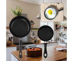 Flylin 2 mini keptuvių rinkinys, nešiojama keptuvė su nelipnia danga ir kniedyta rankena dujinėms/indukcinėms viryklėms, keptuvė kiaušiniams/šoninei/kumpio griežinėliams/kepsniams (12 cm + 16 cm)