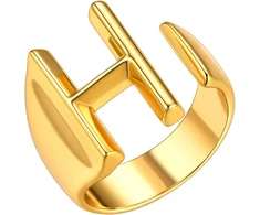 Focalook madingas žiedas, moteriškas ir vyriškas žiedas su inicialais, padengtas 18k auksu, atviras žiedas, personalizuotas žiedas, porų žiedas, madingi papuošalai, dovana gimtadieniui