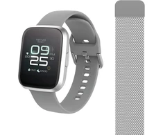 Forever Išmanusis laikrodis Forevigo 2 Sw-310 Ip68 Bluetooth: v 5.0, rezoliucija 240 x 240 px, 180 Mah baterija, 12 dienų, žingsniamatis, kalorijos, jungtys, 2 apyrankės (juoda) (sidabrinė)