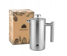 French press kavos virimo aparatas 1 l, nerūdijantis plienas, dvigubos sienelės, keičiamas filtras